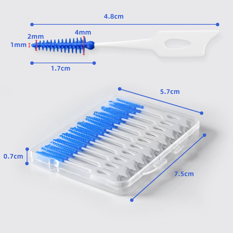 Silicone Interdental Interdental Brush Interdental Oral Cleaning Gap Brush 40 PCs Boxed